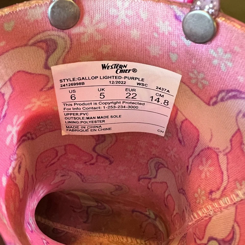 EUC Western Chief Toddler Girl Light Up Pink Unicorn Rain Boots